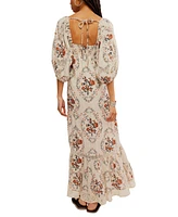 Free People Women's All The Attitude Printed Lace-Trim Balloon-Sleeve Cotton Maxi Dress