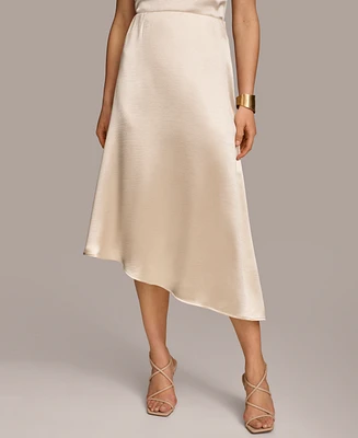Donna Karan Women's Asymmetrical-Hem Satin Skirt