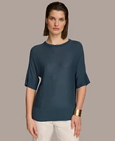 Donna Karan Women's Mini-Sequin Short-Sleeve Sweater