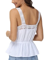 Frye Women's Cotton Lace-Trim Peplum Tank