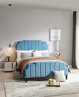 Diana 56" Fabric Upholstered Channel Tufted with Adjustable Headboard Heights Full Bed, Created for Macy's