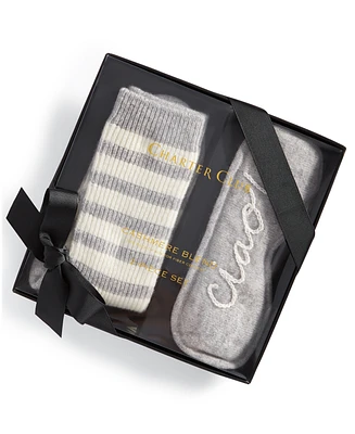 Charter Club Cashmere "Ciao" Sleep Mask + Socks Boxed Gift Set, Created for Macy's