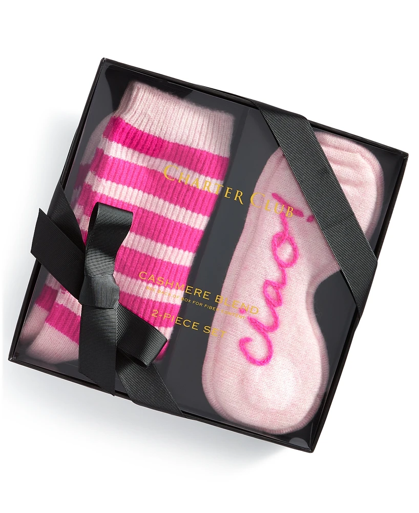 Charter Club Cashmere "Ciao" Sleep Mask + Socks Boxed Gift Set, Created for Macy's