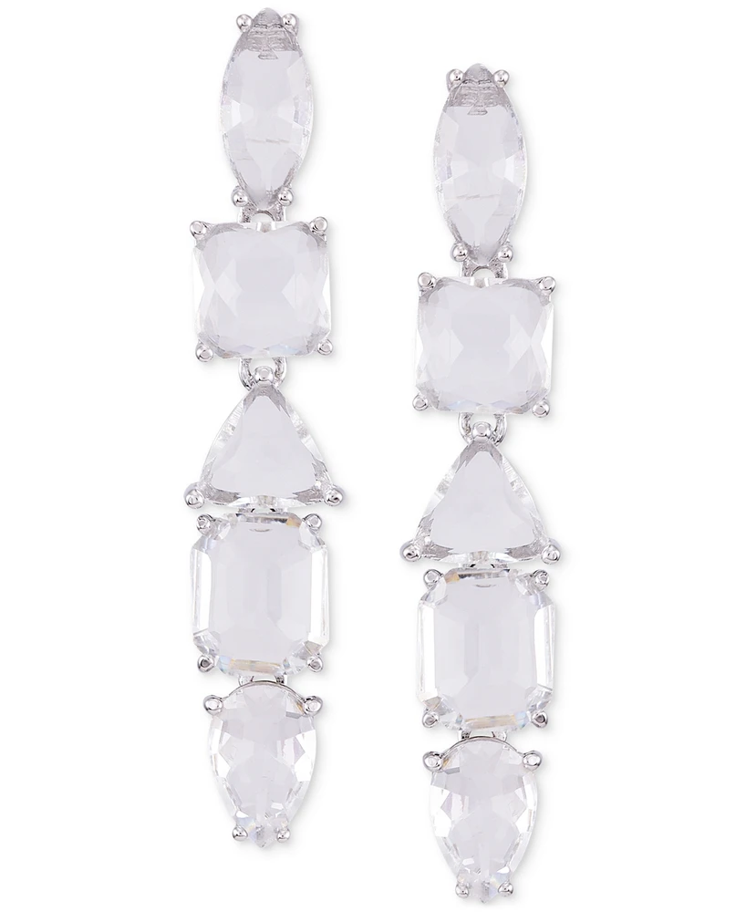 Guess Mixed Cut Crystal Linear Drop Earrings