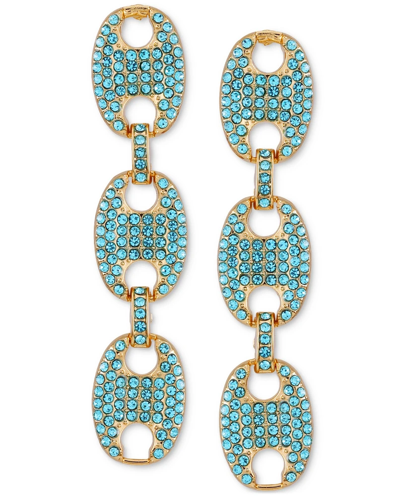 Guess Gold-Tone Pave Link Triple Drop Statement Earrings