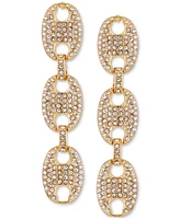 Guess Gold-Tone Pave Link Triple Drop Statement Earrings