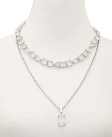 Guess Crystal 18" Layered Pendant Necklace