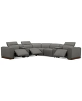 Lovro 7-Pc. Leather Sectional with 3 Power Motion Chairs & 2 Consoles, Created for Macy's