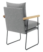 Office Star Dutton Armchair in Charcoal Fabric with Natural Arms and Black Sled Base