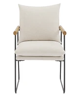 Office Star Dutton Armchair in Fabric with Natural Arms and Black Sled Base