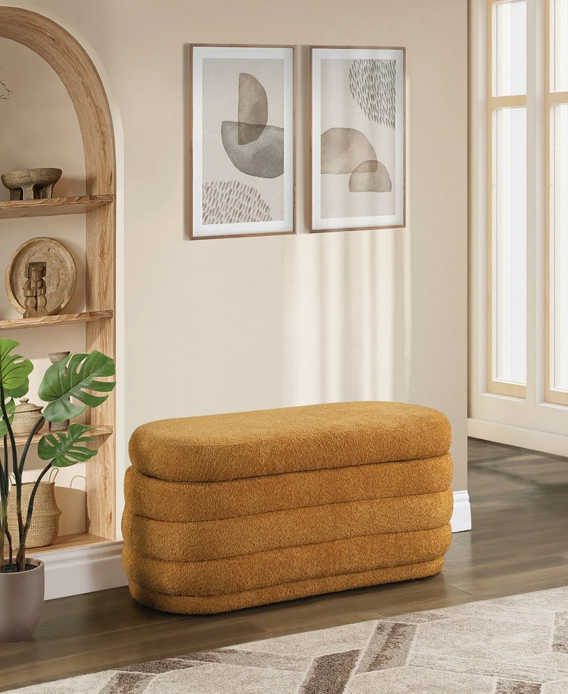 Office Star Clifford Storage Bench in Medallion Sherpa Fabric