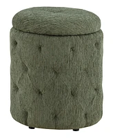 Office Star Erindale Round Storage Ottoman in Pine Fabric