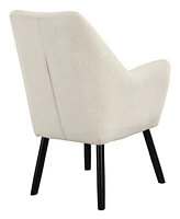 Office Star Della Mid-Century Accent Chair in Linen Fabric with Black Finish Legs