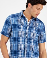 Sun + Stone Men's Baldwin Regular-Fit Patchwork Plaid Button-Down Shirt, Created for Macy's