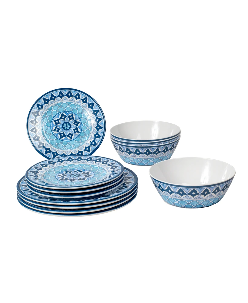 Blue Medallion 12 Piece Dinnerware Set, Service for 4