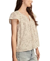 Lucky Brand Women's Printed Smocked Top