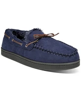 Club Room Men's Faux-Suede Moccasin Slippers with Faux-Fur Lining, Created for Macy's