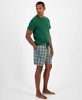 Club Room Men's Solid T-Shirt & Woven Plaid Boxer Set, Created for Macys