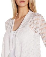 Belldini Women's Pointelle Stich Flowy Open Cardigan