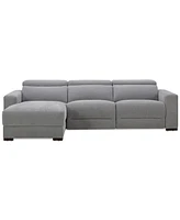 Nevio 3-Pc. Fabric Power Headrest Sectional and Chaise with 2 Motion Chairs
