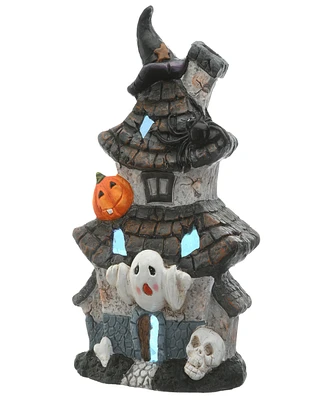 National Tree Company 18" Pre-Lit Multilevel Haunted House Decoration, Led Lights, Halloween Collection