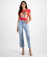 Guess Women's High Rise Wide Leg Ankle Jeans