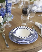 Spode Blue Italian Steccato Cereal Bowls, Set of 4