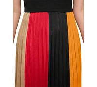 Karl Lagerfeld Paris Women's Colorblocked Pleated Midi Dress