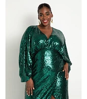 Eloquii Plus Dolman Sleeve Sequin Dress