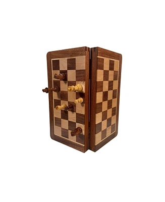 We Games Travel Magnetic Wood Folding Chess Set, 12 inches