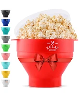 Zulay Kitchen Bpa Free Collapsible Silicone Popcorn Maker with Lid