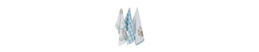 Design Imports Easter Basics Collection Springtime Kitchen Essentials, Dishtowel Set, Floral Bunny, 3 Piece