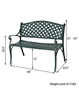 Sugift 40 Inch Outdoor Aluminum Antique Garden Patio Bench