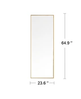 Streamdale Furniture Wall-Mounted Alloy Frame Full Length Mirror, Golden