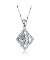 Rachel Glauber Elegant White Gold Plated Square Pendant Necklace