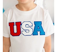 Sweet Wink Little and Big Girls Boys Usa Patch Short Sleeve T-Shirt