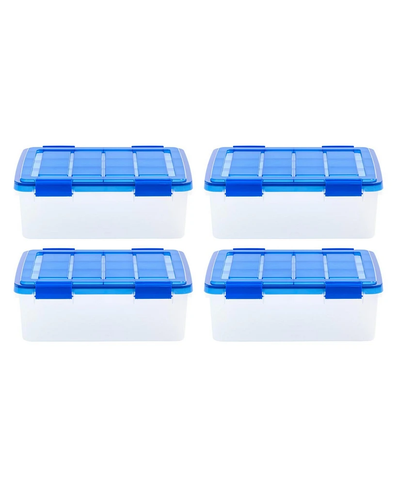 Iris Usa 4Pack 30qt Weatherpro Airtight Plastic Storage Bin with Lid and Seal and Secure Latching Buckles