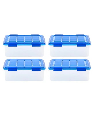 Iris Usa 4Pack 30qt Weatherpro Airtight Plastic Storage Bin with Lid and Seal and Secure Latching Buckles