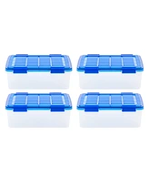 Iris Usa 4Pack 30qt Weatherpro Airtight Plastic Storage Bin with Lid and Seal and Secure Latching Buckles