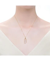 Rachel Glauber 14k Yellow Gold Plated with Cubic Zirconia Paperclip Spiral Pendant Necklace