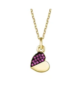 GiGiGirl Children's s 14k Yellow & Black Gold Plated with Red Cubic Zirconia Heart Pendant Necklace