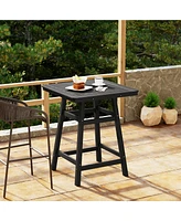 WestinTrends Square Outdoor Patio Counter High Bistro Bar Table With Umbrella Hole