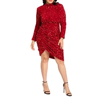 Eloquii Women's Plus Size Ruched Sequin Dress