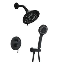 Streamdale Furniture Round Shower System Wall Mounted Rain Mixer Combo Set Matte Black