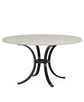 Tribesigns 47" Round Dining Table for 4-6 People, Farmhouse Kitchen with Wooden Texture Surface & Pedestal Base, Room, Li