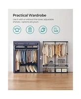 Slickblue Closet Storage Organizer, Portable Wardrobe With Hanging Rods, Clothes Rack, Foldable, Cloakroom