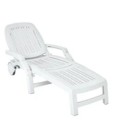 Sugift Adjustable Patio Sun Lounger with Weather Resistant Wheels