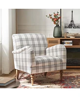 Rossella Contemporary and Classic Armchair with Solid Wood Legs