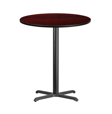 Emma+Oliver 36" Round Laminate Table Top With 30"X30" Bar Height Base