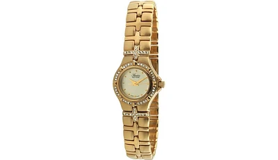 Swiss Edition Women's Luxury 23K Gold Plated Crystal Bezel and Bracelet Dress Watch